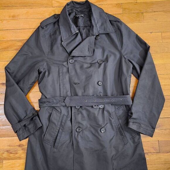 Theory Sarisa Belted Trench Coat Medium Knee Length Rain Jacket - Picture 2 of 7